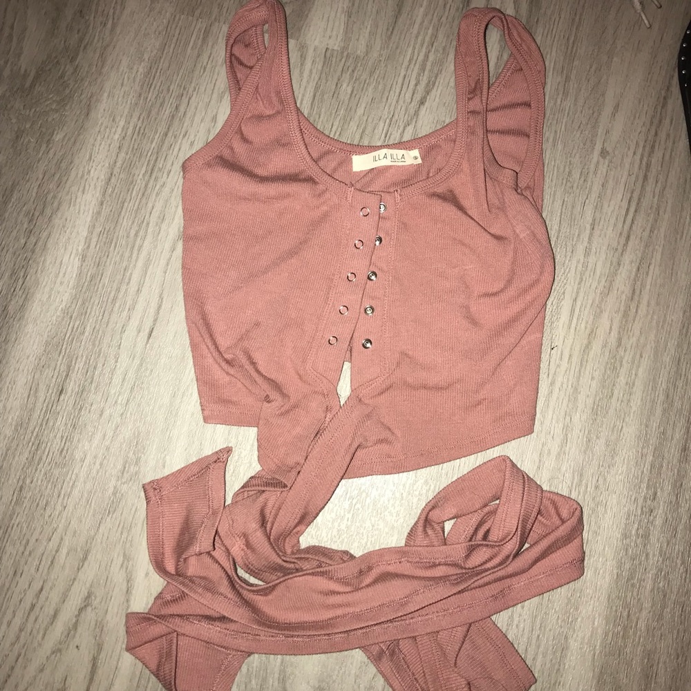 Pink Front Tie Top